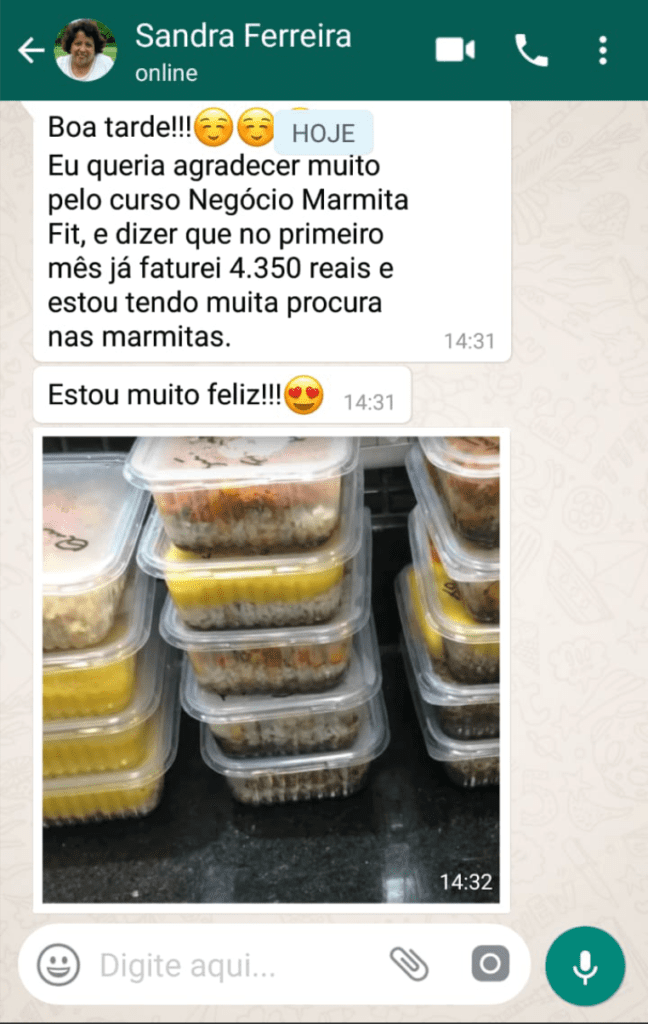 Negócio Marmita Fit Depoimento