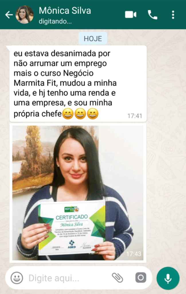 Negócio Marmita Fit Depoimento